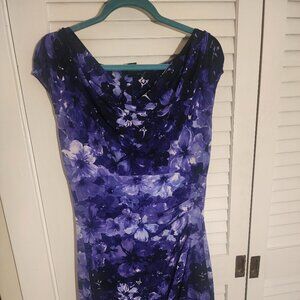 Lauren Ralph Dress Womens 10 Sheath Drape Neck Sleeveless Purple Violet